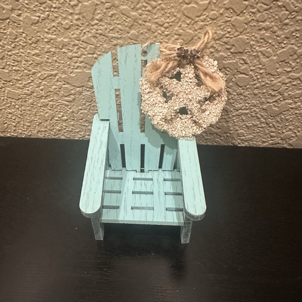 Pier 1 Adirondack Chair Ornament Unisex OS Blue Coastal Starfish Wreath 150/1504